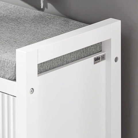 Rootz Shoe Storage Bench - Entryway Seat - Shoe Organizer - Comfortable Cushion - Versatile White - 91cm x 50cm x 30cm