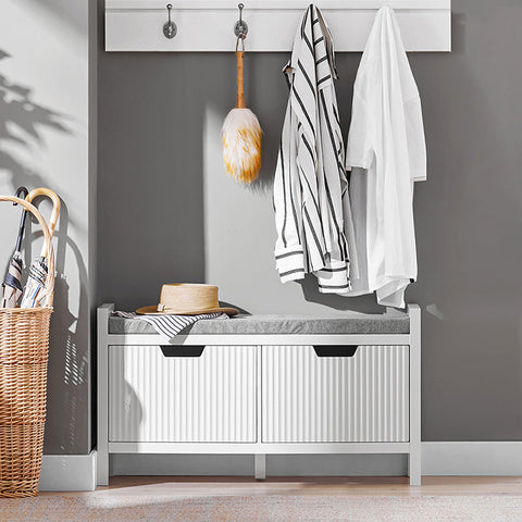 Rootz Shoe Storage Bench - Entryway Seat - Shoe Organizer - Comfortable Cushion - Versatile White - 91cm x 50cm x 30cm