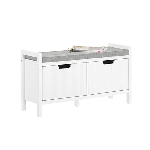 Rootz Shoe Storage Bench - Entryway Seat - Shoe Organizer - Comfortable Cushion - Versatile White - 91cm x 50cm x 30cm