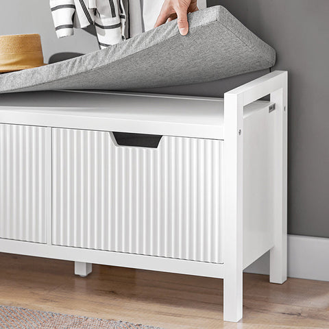 Rootz Shoe Storage Bench - Entryway Seat - Shoe Organizer - Comfortable Cushion - Versatile White - 91cm x 50cm x 30cm