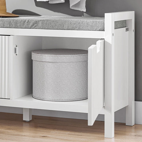 Rootz Shoe Storage Bench - Entryway Seat - Shoe Organizer - Comfortable Cushion - Versatile White - 91cm x 50cm x 30cm