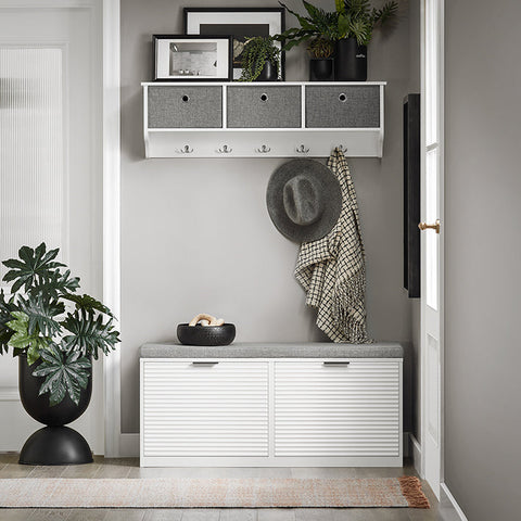 Rootz Shoe Storage Bench - Shoe Cabinet with Seat - Entryway Organizer - Space-Saving Design - Comfortable Seating - Durable MDF Construction - 105cm x 48cm x 35cm