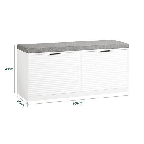 Rootz Shoe Storage Bench - Shoe Cabinet with Seat - Entryway Organizer - Space-Saving Design - Comfortable Seating - Durable MDF Construction - 105cm x 48cm x 35cm