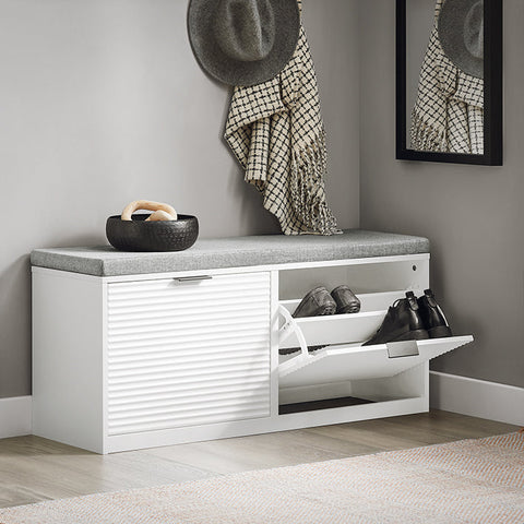 Rootz Shoe Storage Bench - Shoe Cabinet with Seat - Entryway Organizer - Space-Saving Design - Comfortable Seating - Durable MDF Construction - 105cm x 48cm x 35cm