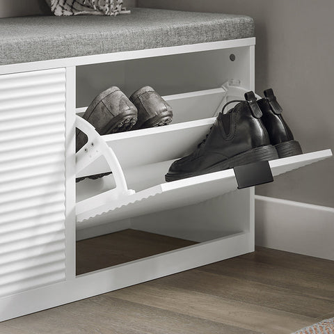 Rootz Shoe Storage Bench - Shoe Cabinet with Seat - Entryway Organizer - Space-Saving Design - Comfortable Seating - Durable MDF Construction - 105cm x 48cm x 35cm