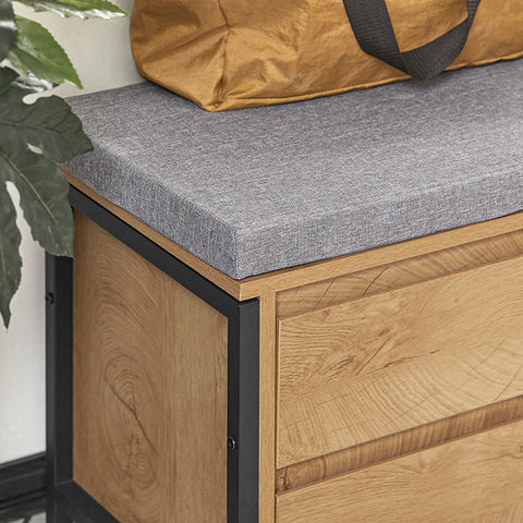 Rootz Shoe Cabinet with Bench - Storage Organizer - Hallway Bench - Shoe Rack - Industrial Design - MDF and Metal - 110cm x 45cm x 35cm