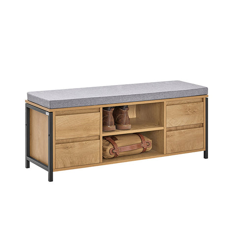 Rootz Shoe Cabinet with Bench - Storage Organizer - Hallway Bench - Shoe Rack - Industrial Design - MDF and Metal - 110cm x 45cm x 35cm