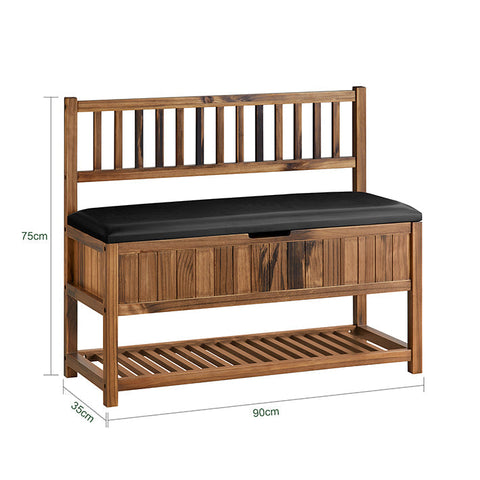 Rootz Pine Storage Bench - Shoe Rack - Hallway Organizer - High Stability - 90x75x35cm