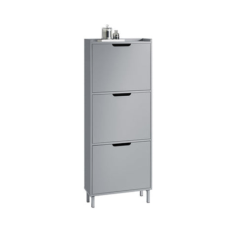 Rootz Shoe Tipper Cabinet - Shoe Storage Organizer - Shoe Dresser - Space-Saving Design - Versatile Storage - Enhanced Stability - Light Gray - 50cm x 129cm x 19cm