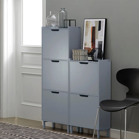 Rootz Shoe Tipper Cabinet - Shoe Storage Organizer - Shoe Dresser - Space-Saving Design - Versatile Storage - Enhanced Stability - Light Gray - 50cm x 90cm x 19cm