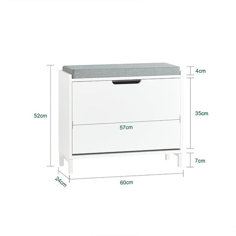 Rootz Entryway Shoe Cabinet - Shoe Storage - Shoe Organizer - Space-Saving Design - 60x52x24cm