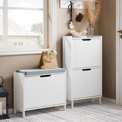 Rootz Entryway Shoe Cabinet - Shoe Storage - Shoe Organizer - Space-Saving Design - 60x52x24cm