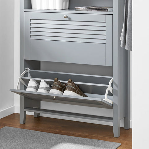 Rootz Shoe Storage Cabinet - Footwear Organizer - Entrance Space Saver - Compact Design - 80x108x25cm - Wall Mountable for Enhanced Stability
