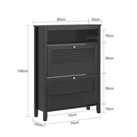 Rootz Shoe Storage Cabinet - Shoe Organizer - Shoe Rack - Wall Mountable Stability - 80x108x25cm