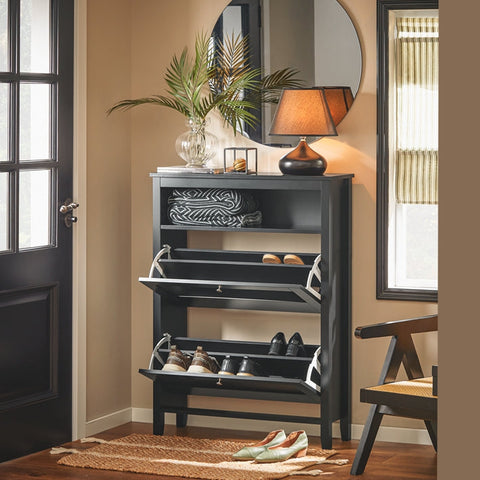 Rootz Shoe Storage Cabinet - Shoe Organizer - Shoe Rack - Wall Mountable Stability - 80x108x25cm