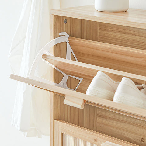 Rootz Shoe Cabinet - Bamboo Shoe Rack - Shoe Storage - Tilt Lock - 60cm x 118cm x 24cm - Elegant Design - Mold Resistant