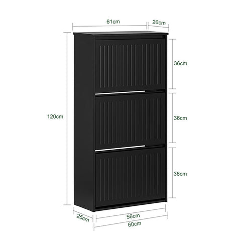 Rootz Adjustable Shoe Cabinet - Shoe Tipper - Shoe Rack - Versatile Storage - Adjustable Compartments - Easy Assembly - 61cm x 120cm x 26cm