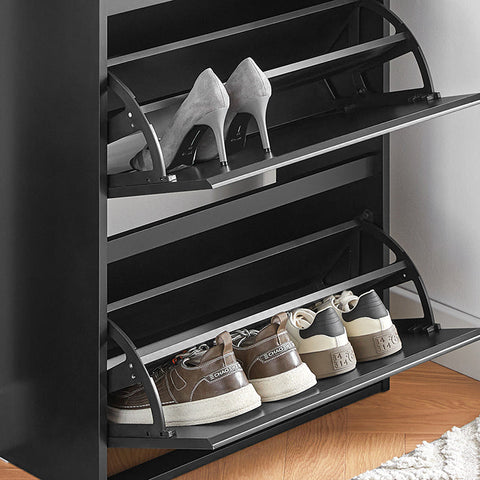 Rootz Adjustable Shoe Cabinet - Shoe Tipper - Shoe Rack - Versatile Storage - Adjustable Compartments - Easy Assembly - 61cm x 120cm x 26cm