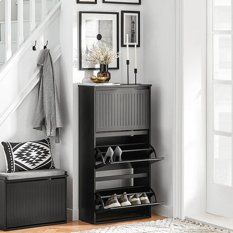 Rootz Adjustable Shoe Cabinet - Shoe Tipper - Shoe Rack - Versatile Storage - Adjustable Compartments - Easy Assembly - 61cm x 120cm x 26cm