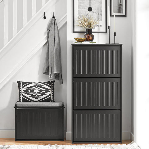 Rootz Adjustable Shoe Cabinet - Shoe Tipper - Shoe Rack - Versatile Storage - Adjustable Compartments - Easy Assembly - 61cm x 120cm x 26cm