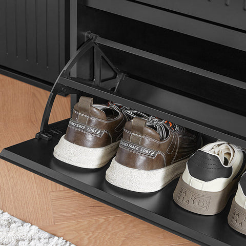 Rootz Adjustable Shoe Cabinet - Shoe Tipper - Shoe Rack - Versatile Storage - Adjustable Compartments - Easy Assembly - 61cm x 120cm x 26cm