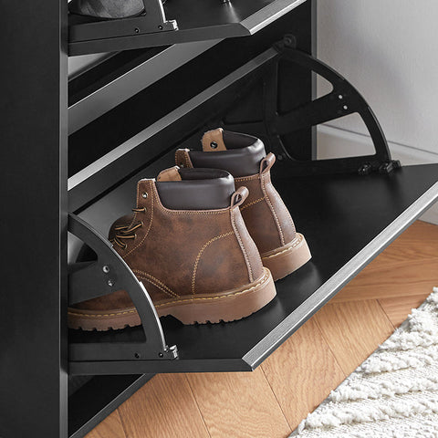 Rootz Adjustable Shoe Cabinet - Shoe Tipper - Shoe Rack - Versatile Storage - Adjustable Compartments - Easy Assembly - 61cm x 120cm x 26cm