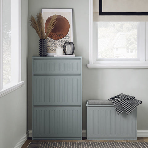 Rootz Shoe Cabinet with 2 Flaps and 1 Drawer - Shoe Tipper - Shoe Rack - Versatile Storage - Easy Assembly - Space-Saving Design - 61cm x 100cm x 26cm