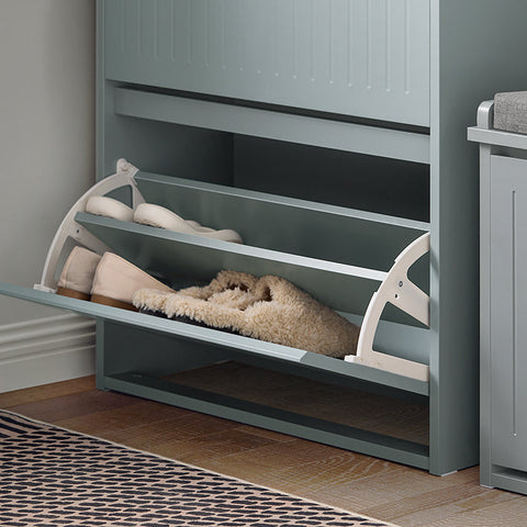 Rootz Shoe Cabinet with 2 Flaps and 1 Drawer - Shoe Tipper - Shoe Rack - Versatile Storage - Easy Assembly - Space-Saving Design - 61cm x 100cm x 26cm