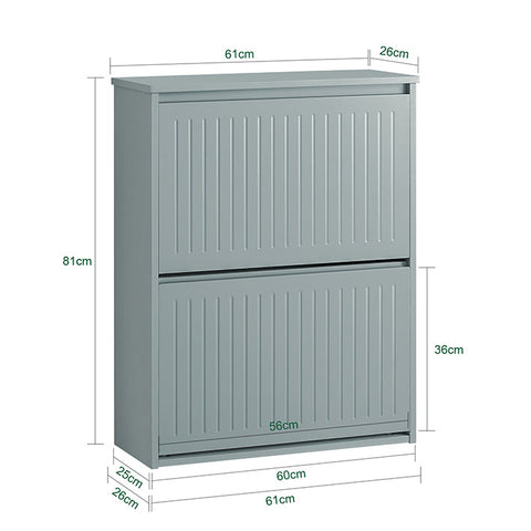 Rootz Adjustable Shoe Cabinet - Shoe Tipper - Shoe Rack - Versatile Storage - Adjustable Compartments - Easy Assembly - 61cm x 81cm x 26cm