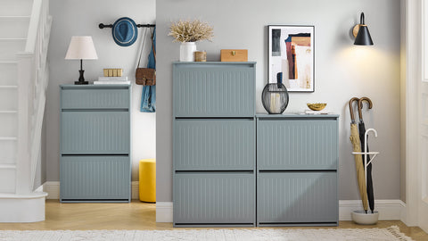 Rootz Adjustable Shoe Cabinet - Shoe Tipper - Shoe Rack - Versatile Storage - Adjustable Compartments - Easy Assembly - 61cm x 81cm x 26cm