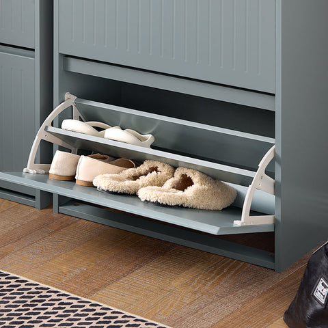 Rootz Adjustable Shoe Cabinet - Shoe Tipper - Shoe Rack - Versatile Storage - Adjustable Compartments - Easy Assembly - 61cm x 81cm x 26cm