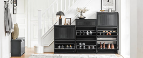 Rootz Shoe Tipper Cabinet - Shoe Rack - Shoe Organizer - Adjustable Shelves - Versatile Storage - Easy Assembly - 61cm x 81cm x 26cm