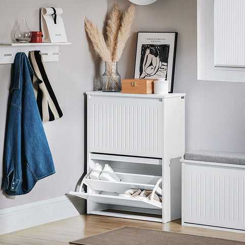 Rootz Adjustable Shoe Cabinet - Shoe Tipper - Shoe Rack - Versatile Storage - Adjustable Compartments - MDF Construction - 61cm x 81cm x 26cm
