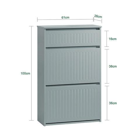 Rootz Shoe Cabinet with 2 Flaps and 1 Drawer - Shoe Tipper - Shoe Rack - Versatile Storage - Easy Assembly - Space-Saving Design - 61cm x 100cm x 26cm