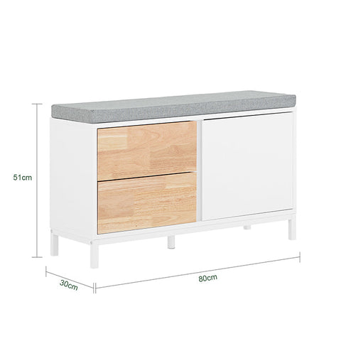 Rootz Shoe Bench - Storage Bench - Entryway Organizer - Comfortable Seating - MDF, Wood & Metal - 80x51x30cm