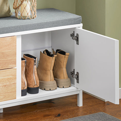 Rootz Shoe Bench - Storage Bench - Entryway Organizer - Comfortable Seating - MDF, Wood & Metal - 80x51x30cm