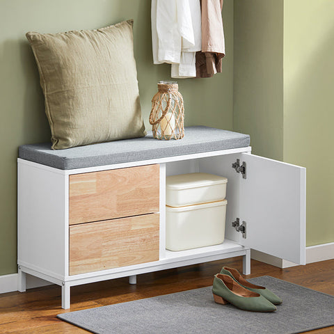 Rootz Shoe Bench - Storage Bench - Entryway Organizer - Comfortable Seating - MDF, Wood & Metal - 80x51x30cm