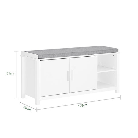 Rootz Shoe Storage Bench - Shoe Rack - Organizer - Comfortable Cushion - 110x45x40cm