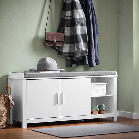 Rootz Shoe Storage Bench - Shoe Rack - Organizer - Comfortable Cushion - 110x45x40cm