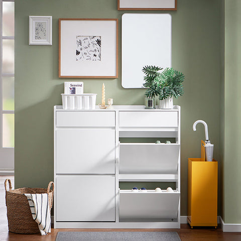 Rootz Shoe Storage Unit - Shoe Organizer - Entryway Cabinet - Space-Saving Design - MDF Material - 98x95x19cm