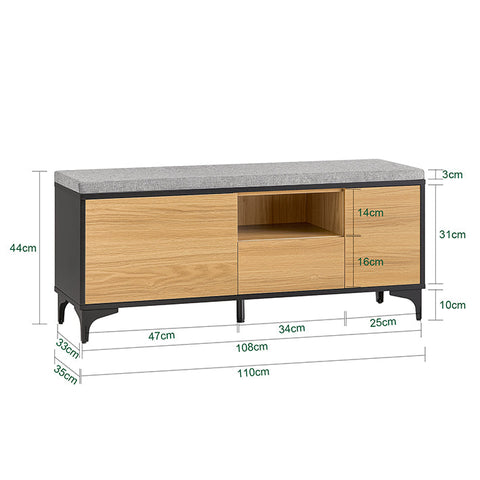 Rootz Shoe Bench - Shoe Storage - Footwear Organizer - Adjustable Shelves - 110x44x35cm - Holds 6-9 Pairs - Scratch-Resistant Feet