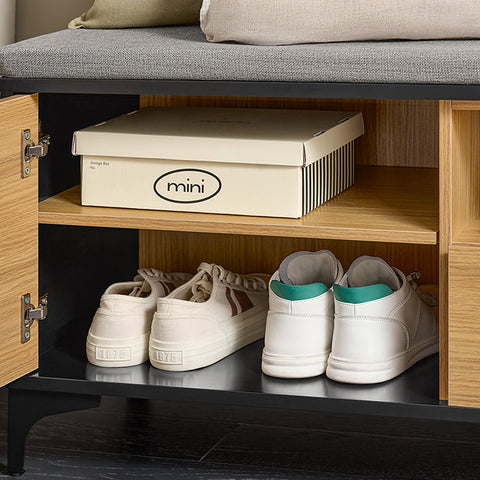 Rootz Shoe Bench - Shoe Storage - Footwear Organizer - Adjustable Shelves - 110x44x35cm - Holds 6-9 Pairs - Scratch-Resistant Feet