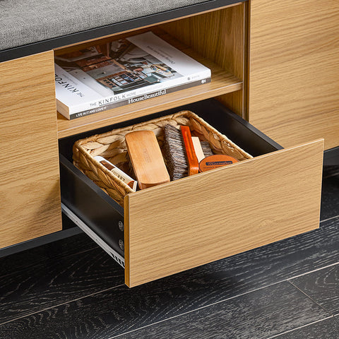 Rootz Shoe Bench - Shoe Storage - Footwear Organizer - Adjustable Shelves - 110x44x35cm - Holds 6-9 Pairs - Scratch-Resistant Feet