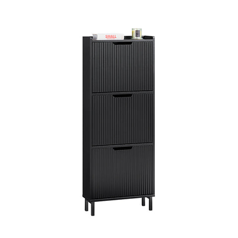 Rootz Shoe Cabinet Organizer - Shoe Shelf - Footwear Storage - Space-Saving - 50x130x19cm - Ideal for Entrances - MDF/Metal - Black