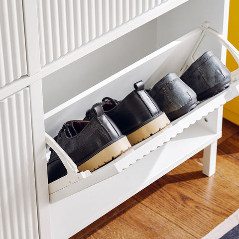 Rootz Space-Saving Shoe Cabinet - Shoe Organizer - Storage Unit - MDF & Metal - Compact and Sturdy - 100x91x19cm