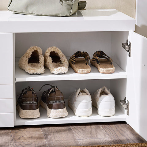 Rootz Shoe Storage Bench - Shoe Organizer - Shoe Rack - Adjustable Compartments - 100x45x35cm - Protects Floors