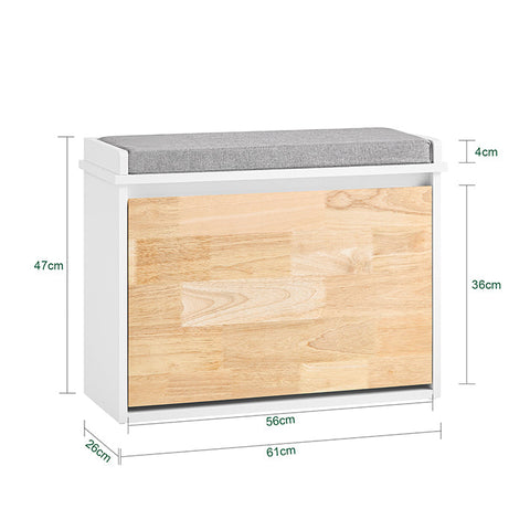 Rootz Entryway Shoe Cabinet - Shoe Organizer - Shoe Storage - Comfort Seating - MDF & Rubber Wood - 61x47x26cm