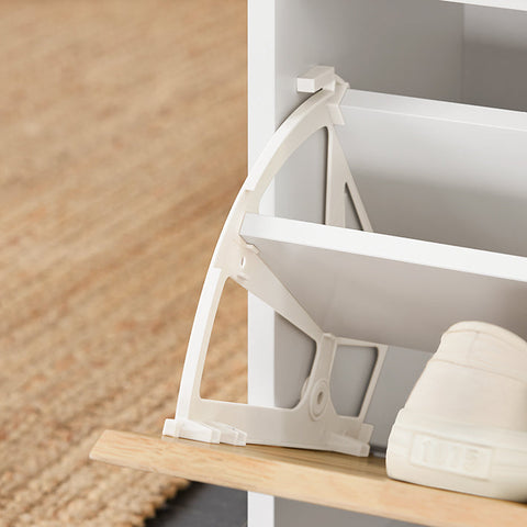 Rootz Entryway Shoe Cabinet - Shoe Organizer - Shoe Storage - Comfort Seating - MDF & Rubber Wood - 61x47x26cm