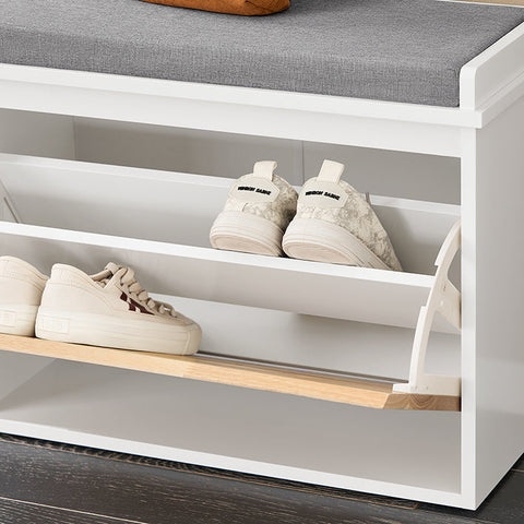 Rootz Entryway Shoe Cabinet - Shoe Organizer - Shoe Storage - Comfort Seating - MDF & Rubber Wood - 61x47x26cm