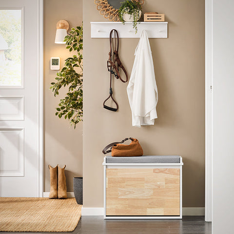 Rootz Entryway Shoe Cabinet - Shoe Organizer - Shoe Storage - Comfort Seating - MDF & Rubber Wood - 61x47x26cm